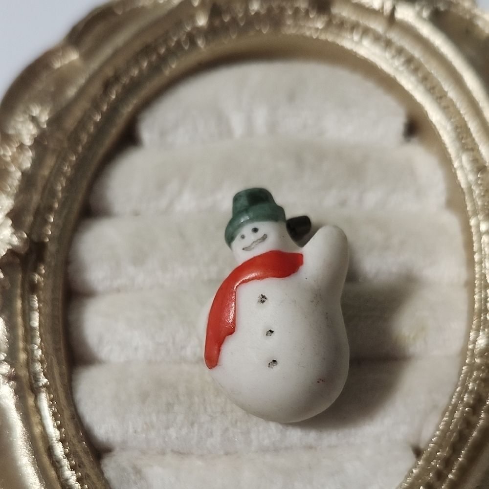 Festive Snowman Brooch with Red Scarf